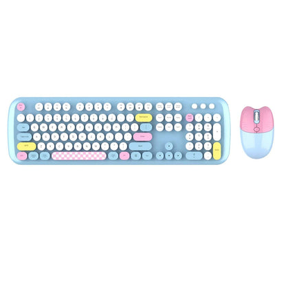 Wireless Keyboard & Mouse Combo - Silent Click, Colorful 104 Keys
