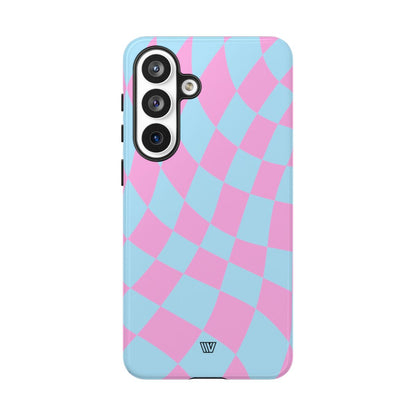 BLUE PINK CURVY CHECKERBOARD | Tough Phone Case