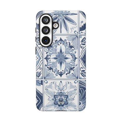BLUE WHITE TILE | Tough Phone Case