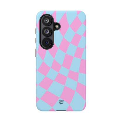 BLUE PINK CURVY CHECKERBOARD | Tough Phone Case