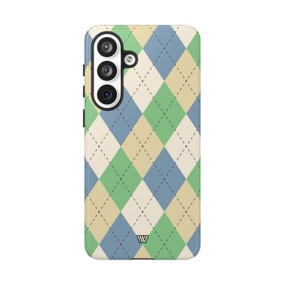 GREEN BLUE BEIGE ARGYLE | Tough Phone Case