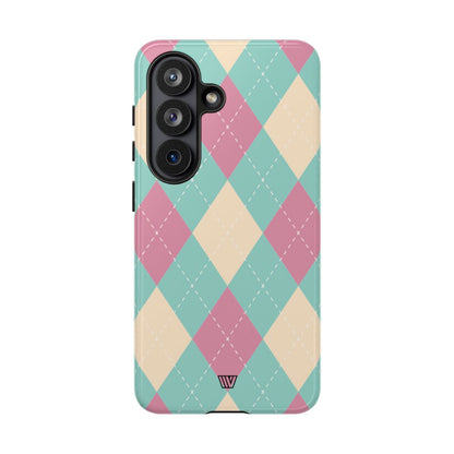 BLUE PINK BEIGE ARGYLE | Tough Phone Case