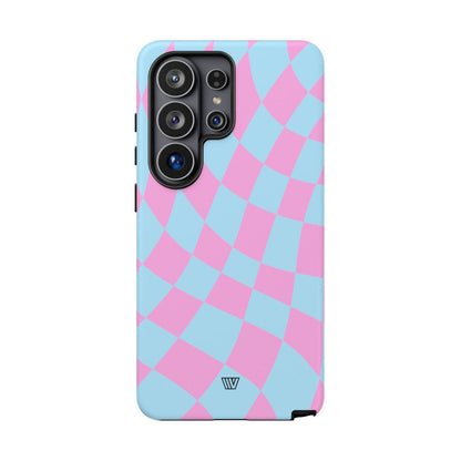 BLUE PINK CURVY CHECKERBOARD | Tough Phone Case