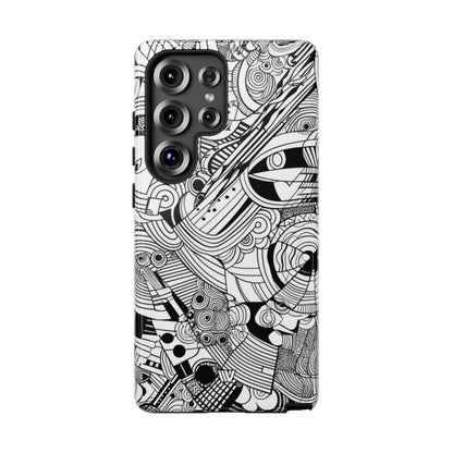 B&W ABSTRACT DOODLE | Tough Phone Case