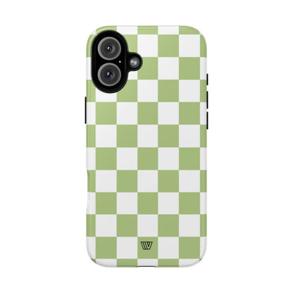 PALE OLIVE WHITE CHECKERBOARD | Tough Phone Case