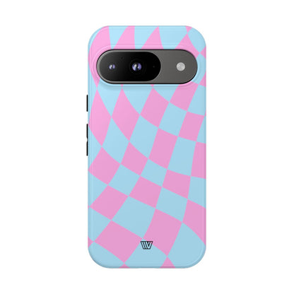 BLUE PINK CURVY CHECKERBOARD | Tough Phone Case